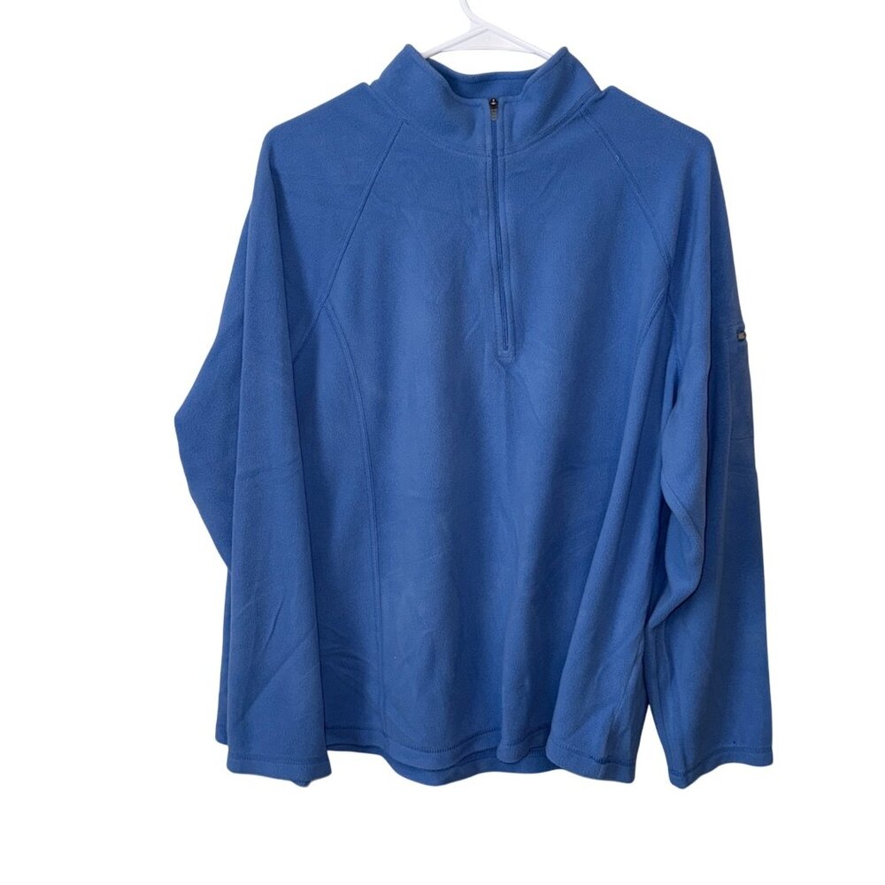 L.L. Bean Womens 2X Blue 1/4 Zip Fleece Pullover Lightweight & Warm